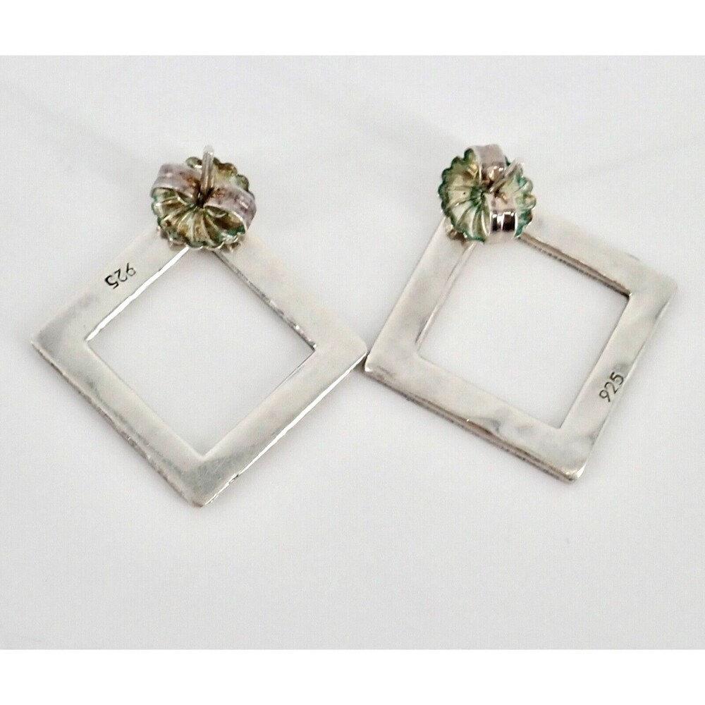 Hammered Sterling Silver .925 Square Post Stud Earrings 9.29 grams 1" x 1" - Picture 13 of 16